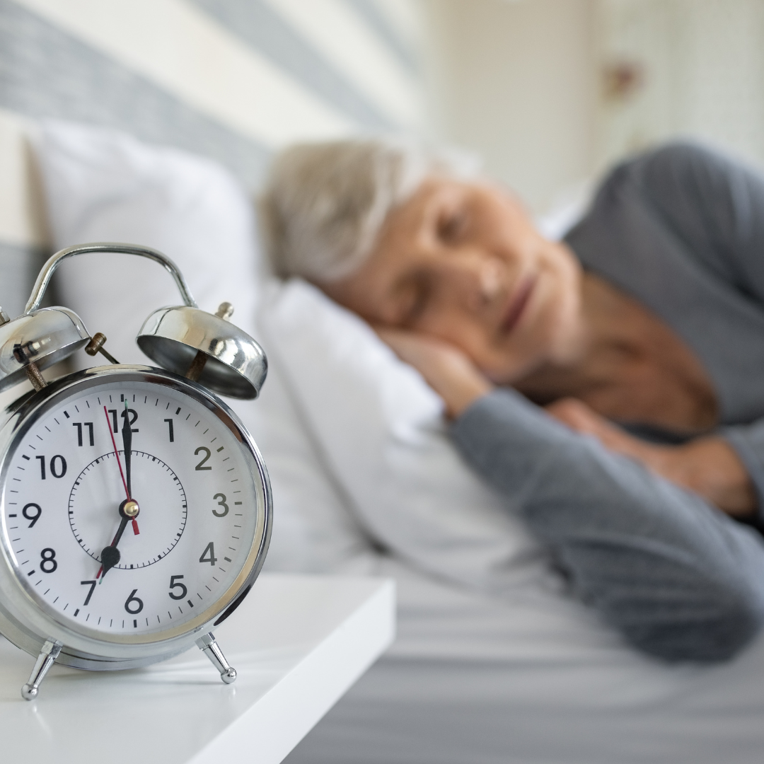 Lady with spinal stenosis sleeping soundly and comfortably on her side.